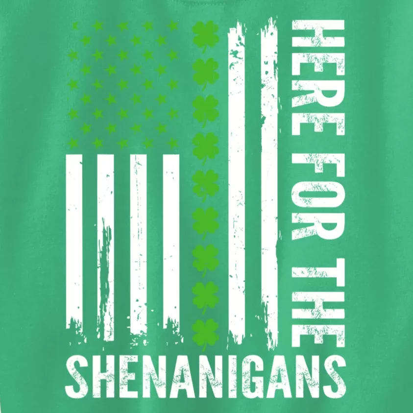 St Patricks Day Here For The Shenanigans St Patricks Day Kids Sweatshirt