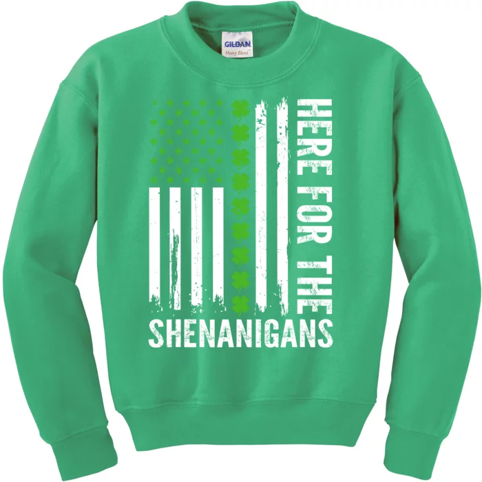 St Patricks Day Here For The Shenanigans St Patricks Day Kids Sweatshirt