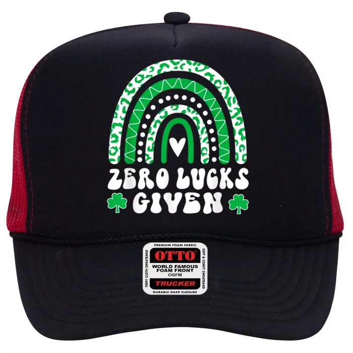 St Patricks Day Zero Lucks Given Funny Irish High Crown Mesh Trucker Hat