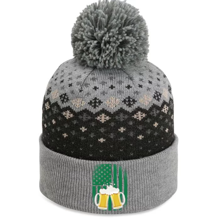 St. Patricks Day Beer Shamrock American Flag The Baniff Cuffed Pom Beanie