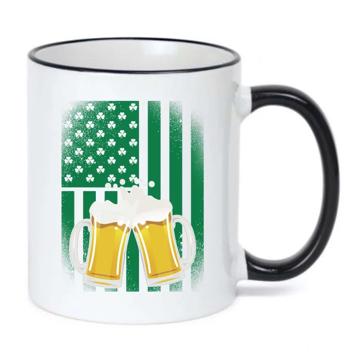 St. Patricks Day Beer Shamrock American Flag Black Color Changing Mug