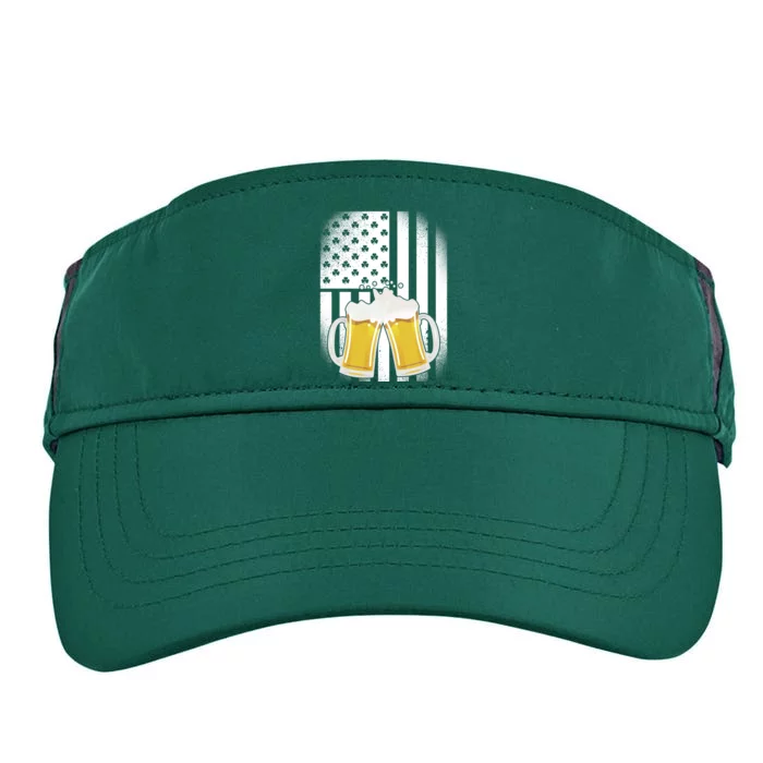 St. Patricks Day Beer Shamrock American Flag Adult Drive Performance Visor