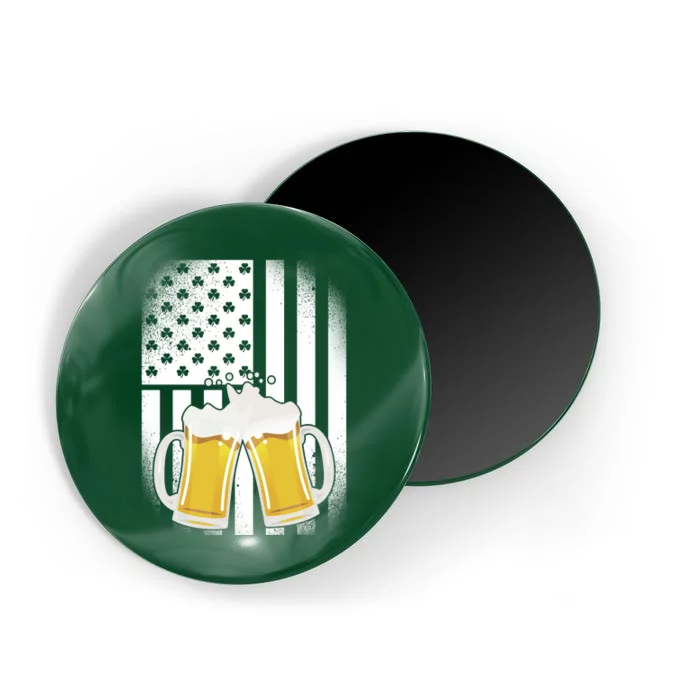 St. Patricks Day Beer Shamrock American Flag Magnet