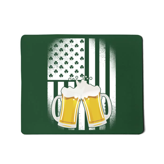 St. Patricks Day Beer Shamrock American Flag Mousepad