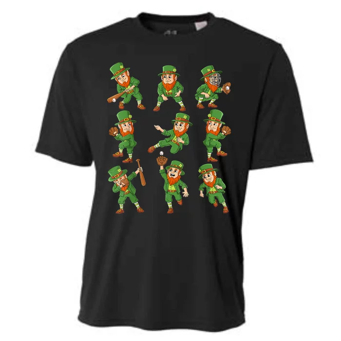 St Patricks Day Leprechaun Baseball Player Cooling Performance Crew T-Shirt