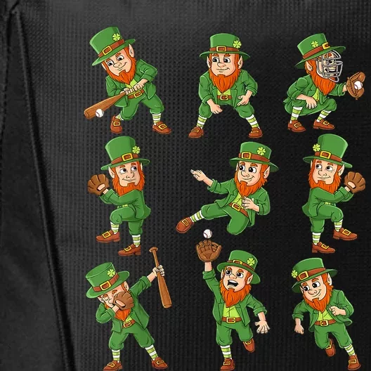 St Patricks Day Leprechaun Baseball Player City Backpack