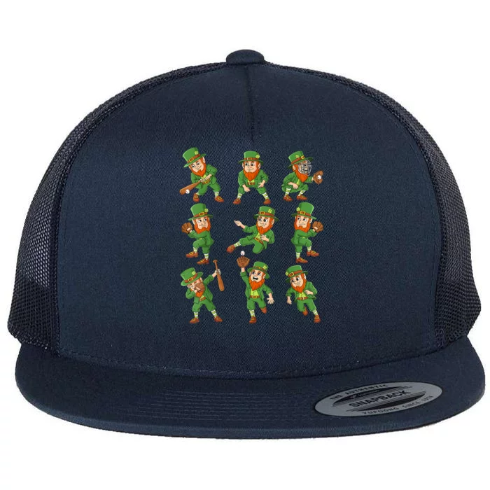 St Patricks Day Leprechaun Baseball Player Flat Bill Trucker Hat