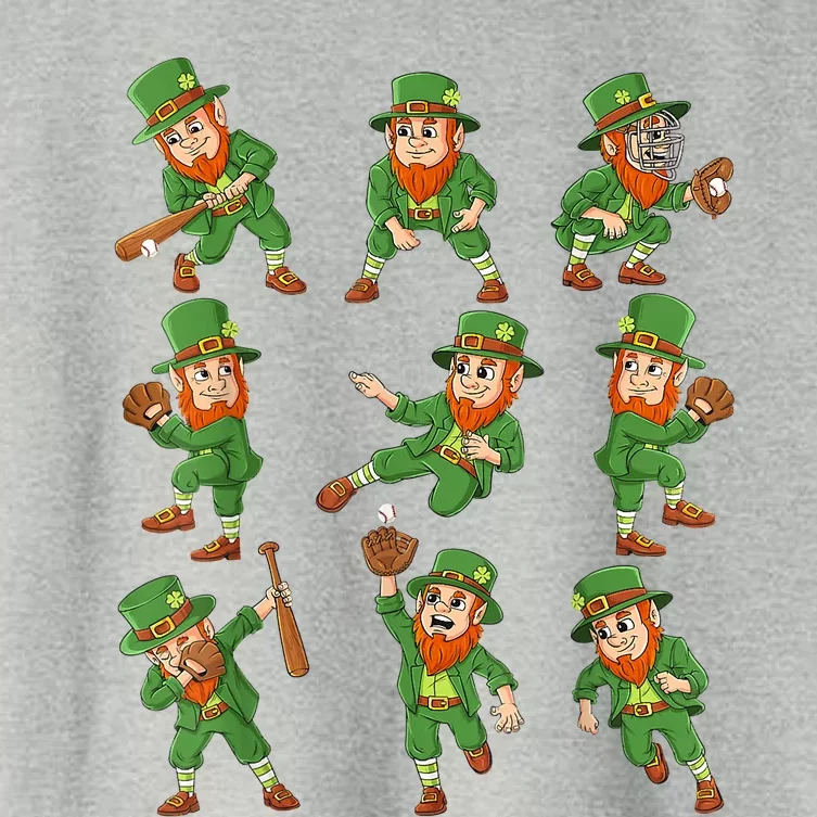 St Patricks Day Leprechaun Baseball Player Women's Crop Top Tee