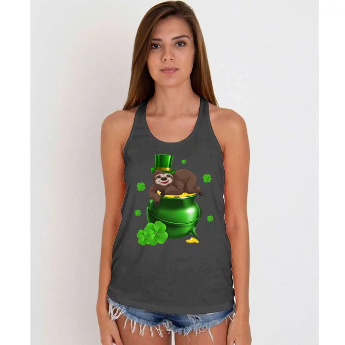 Saint Patrick's Day Gift For Sloth Lovers Women Women's Knotted Racerback Tank