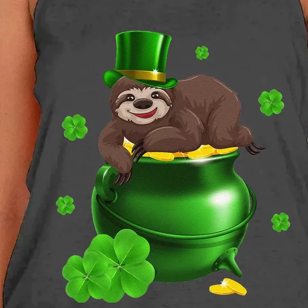 Saint Patrick's Day Gift For Sloth Lovers Women Women's Knotted Racerback Tank