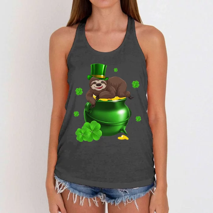 Saint Patrick's Day Gift For Sloth Lovers Women Women's Knotted Racerback Tank