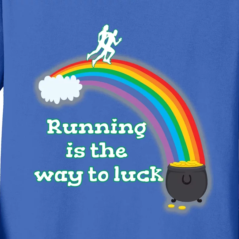 St Patricks Day Gift Funny Running Gift Way To Luck Runner Quote Great Gift Kids Long Sleeve Shirt