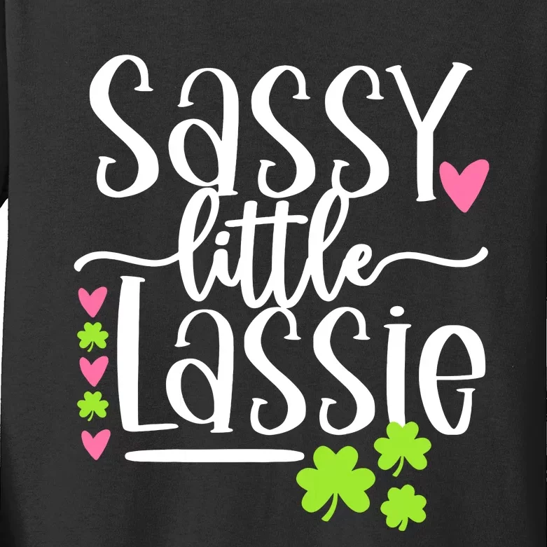 St Patricks Day Baby Sassy Little Lassie Kids Long Sleeve Shirt