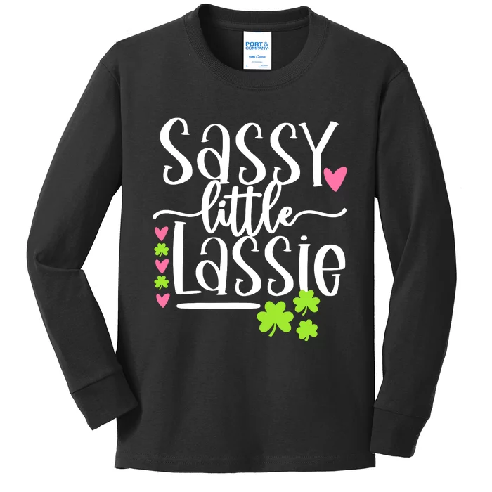 St Patricks Day Baby Sassy Little Lassie Kids Long Sleeve Shirt