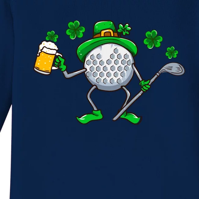 St Patricks Day Golf Golfing Irish Golfer Beer Humor Dad Great Gift Baby Long Sleeve Bodysuit