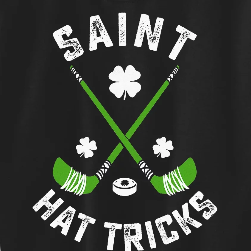 St Patricks Day Saint Hat Tricks Hockey Shamrock Kids Sweatshirt