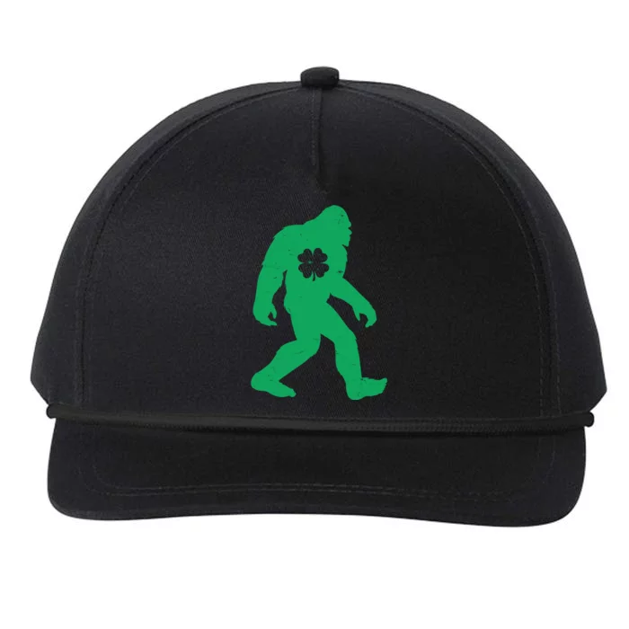 St Patricks Day Lucky Shamrock Clover Big Foot Sasquatch Yeti Snapback Five-Panel Rope Hat