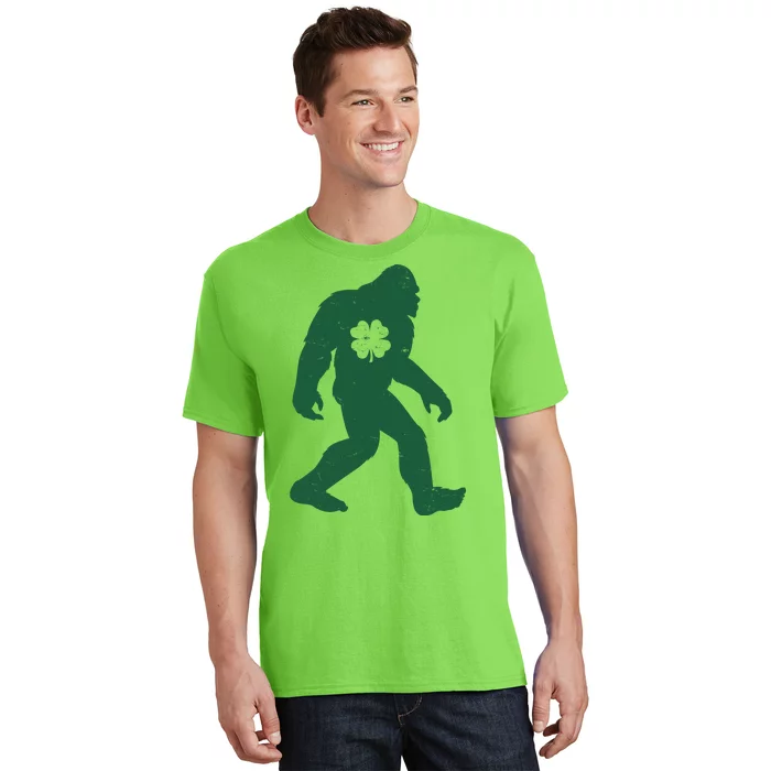 St Patricks Day Lucky Shamrock Clover Big Foot Sasquatch Yeti T-Shirt