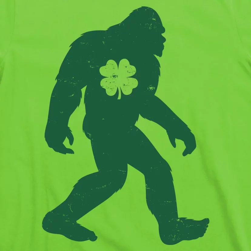 St Patricks Day Lucky Shamrock Clover Big Foot Sasquatch Yeti T-Shirt