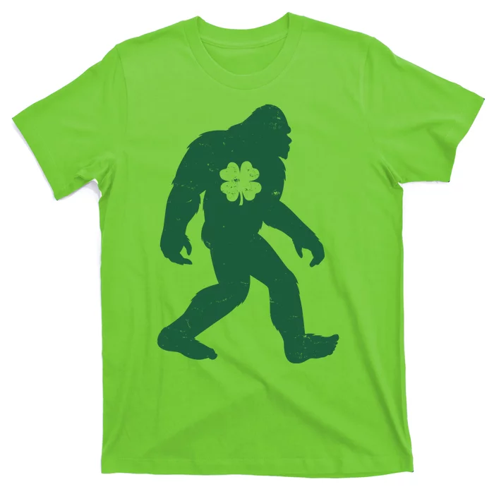 St Patricks Day Lucky Shamrock Clover Big Foot Sasquatch Yeti T-Shirt