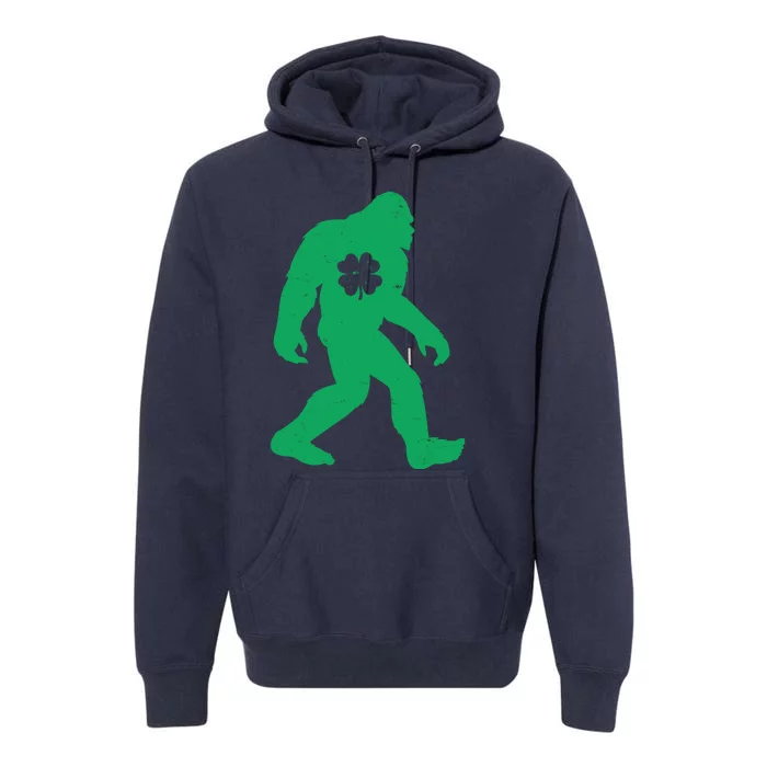 St Patricks Day Lucky Shamrock Clover Big Foot Sasquatch Yeti Premium Hoodie