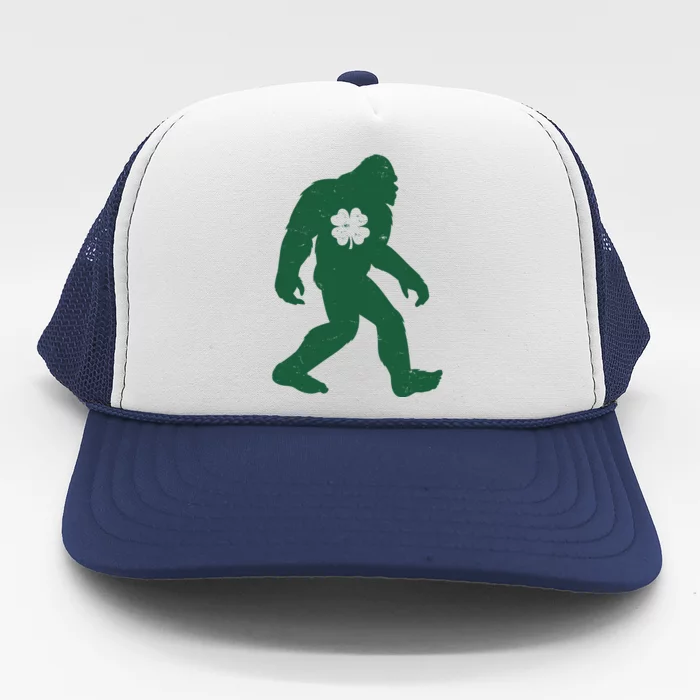 St Patricks Day Lucky Shamrock Clover Big Foot Sasquatch Yeti Trucker Hat