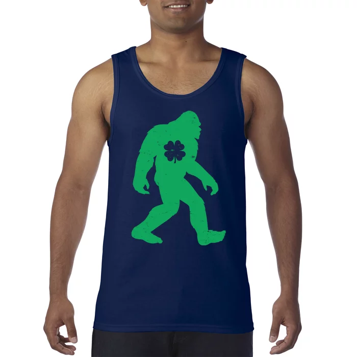 St Patricks Day Lucky Shamrock Clover Big Foot Sasquatch Yeti Tank Top