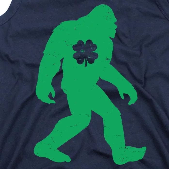 St Patricks Day Lucky Shamrock Clover Big Foot Sasquatch Yeti Tank Top