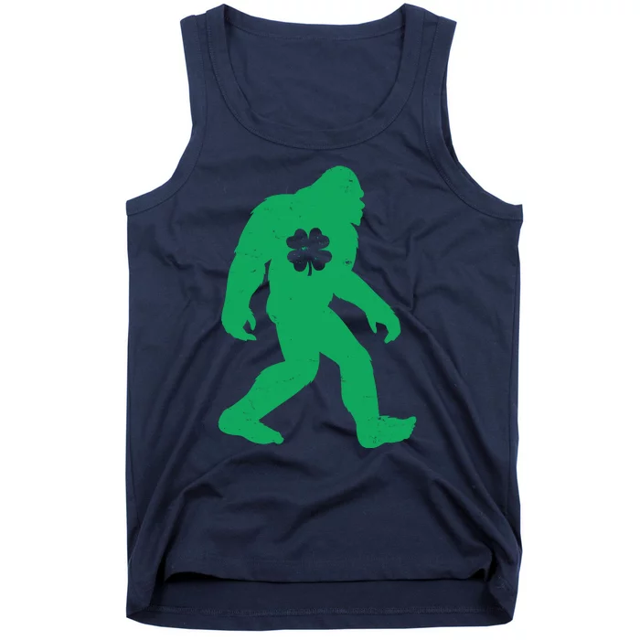 St Patricks Day Lucky Shamrock Clover Big Foot Sasquatch Yeti Tank Top