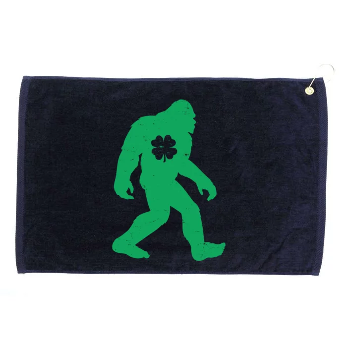 St Patricks Day Lucky Shamrock Clover Big Foot Sasquatch Yeti Grommeted Golf Towel