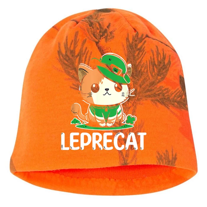 St Patricks Day Parade Leprecat Funny Irish Cat Kati - Camo Knit Beanie