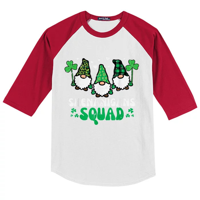 St Patricks Day Gnomes Shenanigans Squad   s Kids Colorblock Raglan Jersey