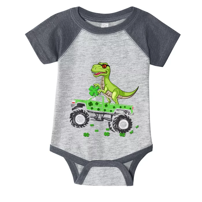 St Patricks Day Dinosaur Monster Turck Trex Infant Baby Jersey Bodysuit