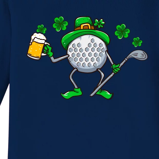 St Patricks Day Golf Golfing Irish Golfer Beer Humor Dad Cute Gift Baby Long Sleeve Bodysuit