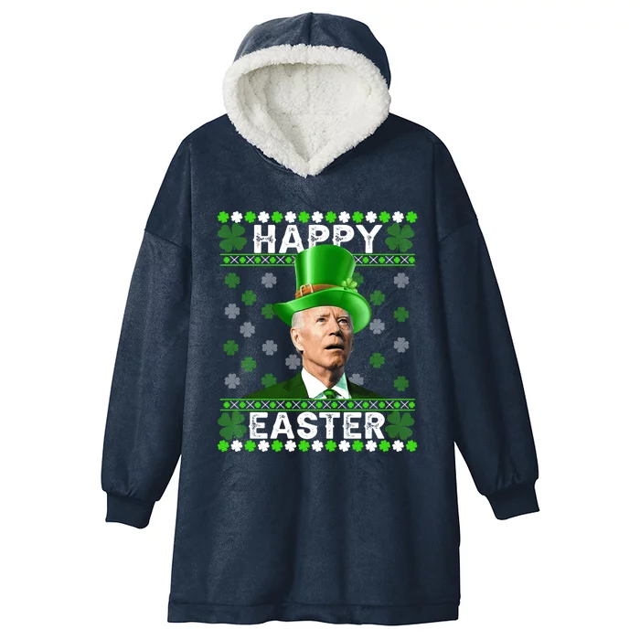 St Patricks Day Funny Joe Happy Easter Leprechaun Biden Gift Hooded Wearable Blanket