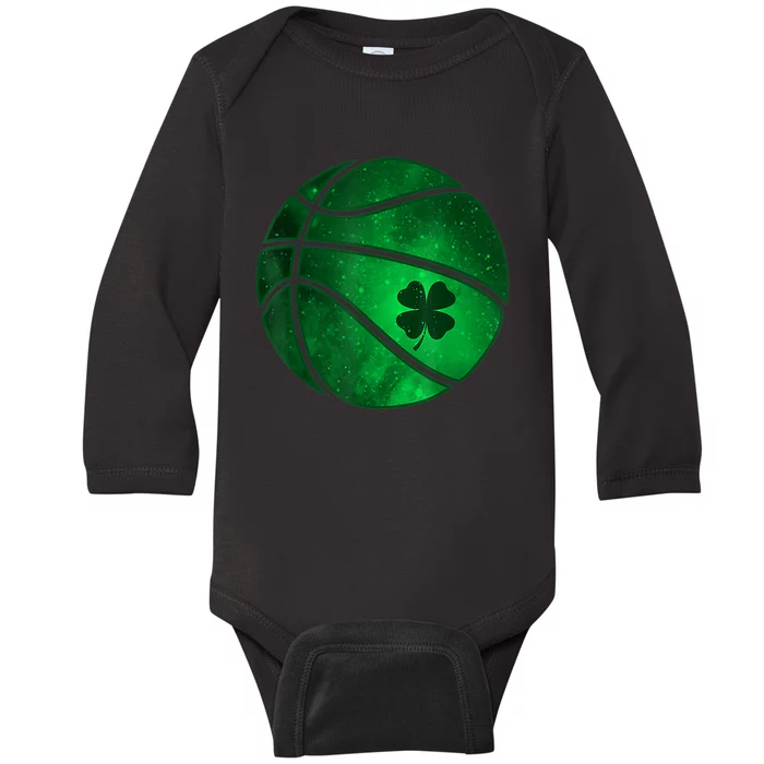 St Patricks Day Shirts Basketball Shamrock Lucky Clover Irish Baby Long Sleeve Bodysuit