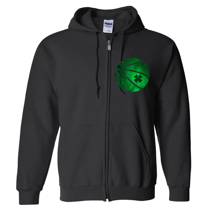 St Patricks Day Shirts Basketball Shamrock Lucky Clover Irish Full Zip Hoodie