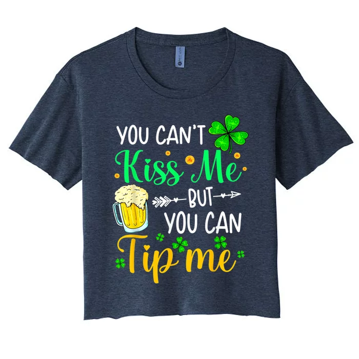 St Patrick's Day Lucky Shamrock Waitress Bartender Waiter Women's Crop Top Tee