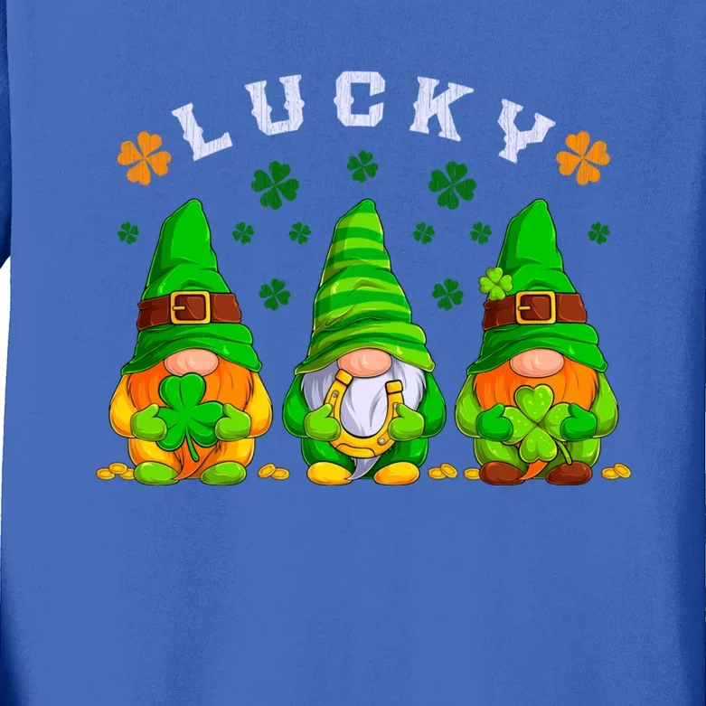 St Patrick's Day Lucky Gnomes Gift Kids Long Sleeve Shirt