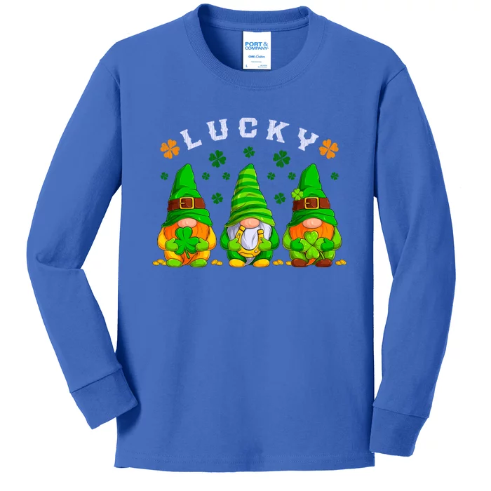 St Patrick's Day Lucky Gnomes Gift Kids Long Sleeve Shirt