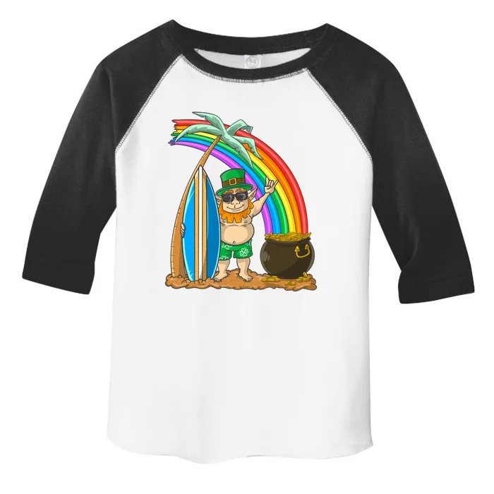 St Patricks Day Hawaii Surfing Leprechaun Rainbow Cute Gift Toddler Fine Jersey T-Shirt