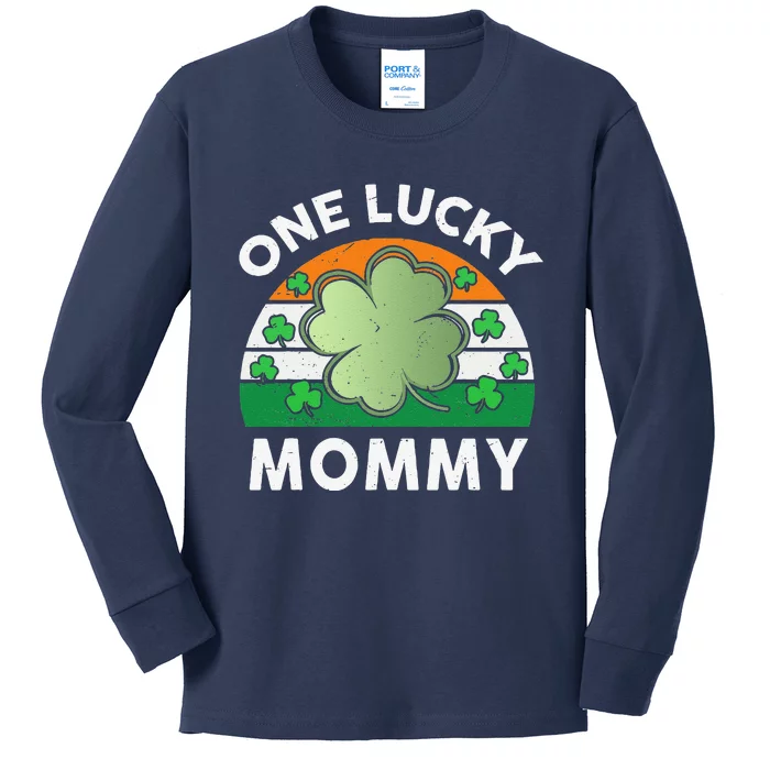 St Patricks Day Costume Women Mom Mama One Lucky Mommy Kids Long Sleeve Shirt