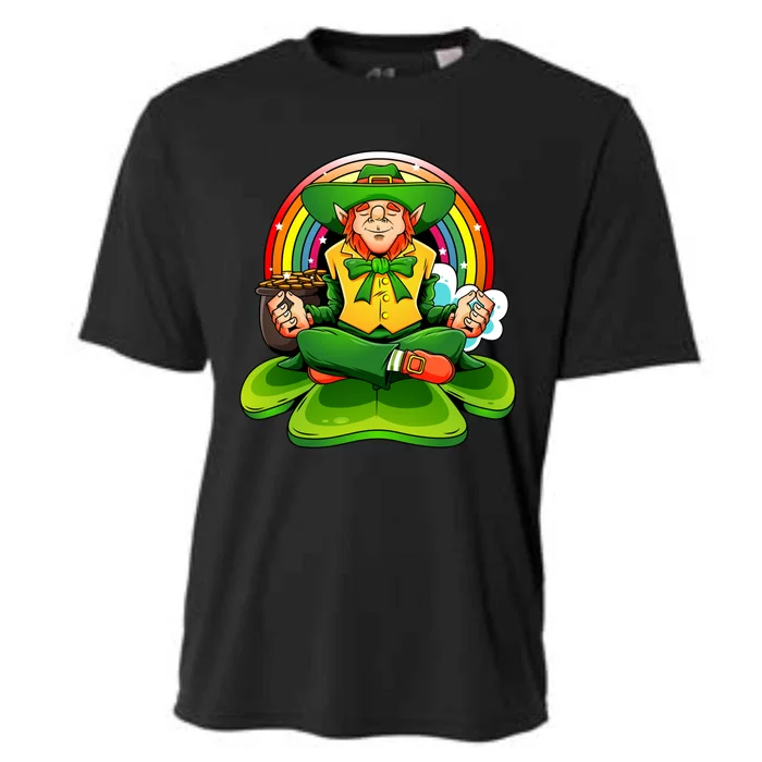 St Patricks Day Irish Yoga Leprechaun Meditating Yogi Patty Cool Gift Cooling Performance Crew T-Shirt