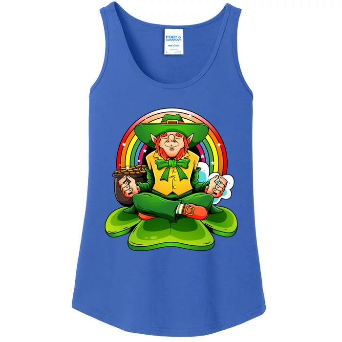 St Patricks Day Irish Yoga Leprechaun Meditating Yogi Patty Cool Gift Ladies Essential Tank