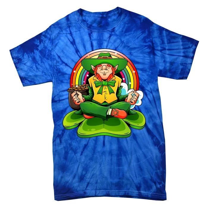 St Patricks Day Irish Yoga Leprechaun Meditating Yogi Patty Cool Gift Tie-Dye T-Shirt