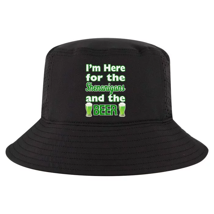 St. Patrick's Day I'm Here For Shenanigans And Beer Design Cool Comfort Performance Bucket Hat