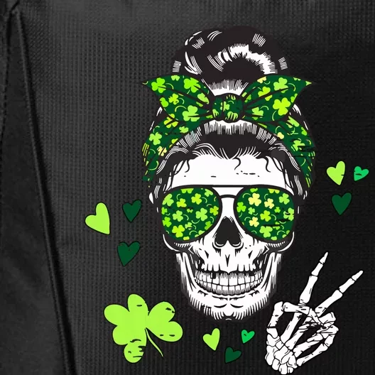 St Patricks Day Skull Messy Bun Saint Pattys Paddys Women City Backpack