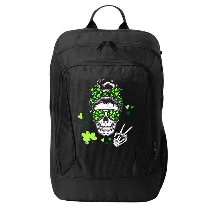 St Patricks Day Skull Messy Bun Saint Pattys Paddys Women City Backpack