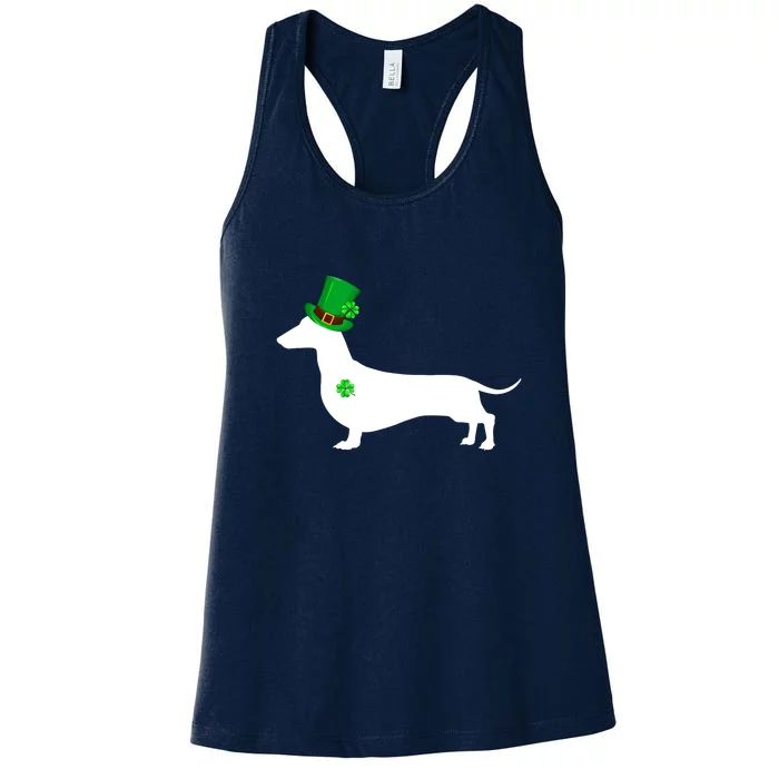 St Patrick’S Day Funny Dachshund Dog Shamrock Gift Women's Racerback Tank