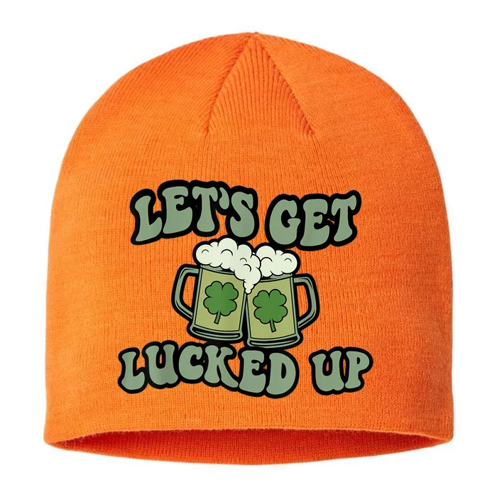 St Patricks Day Lets Get Lucked Up Lucky Clovers Beer Drink Gift 8 1/2in Sustainable Knit Beanie